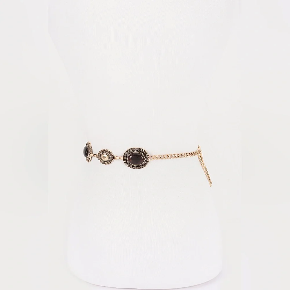 Vintage Acrylic Metal Chain Statement Belt